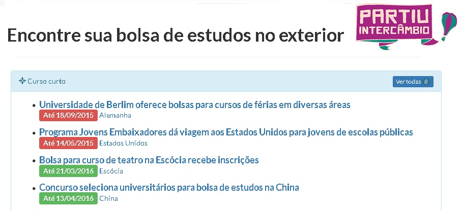 buscador partiu intercambio bolsa por categoria